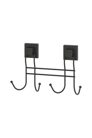 Tekno Tel Ef-252 Siyah 4'lü Askı Bornozluk Yapışkanlı/vidalı Deliksiz Metal Banyo Havluluğu Siyah