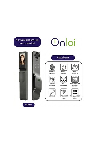 Onloi / Ev Kapısı Uyumlu Yüz Tanımlamalı Akıllı Kilit | OK0321