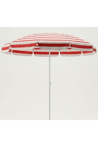Şemsiye Kalın Kumaş Deniz Plaj Piknik Bahçe Balkon Güneş Teras Şejlong 10 Telli Eğilebilir 2 M Çap Kırmızı - Beyaz