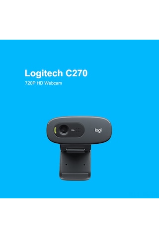 Jeemson Logitech C270 Usb Webcam - 720p/30fps Hd Video, Gürültü Azaltıcı Mikrofon, Otomatik Işık Düzeltme, Evrensel Klem, Siyah