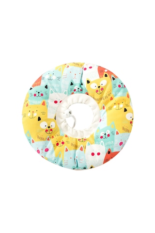 Hombey Kedi Köpek Ameliyat Sonrası Korumalı Yumuşak Yastıkli Boyunluk - Su Geçirmez Tırnak/ısırık Engeli - Sarı Kedi - M Boy