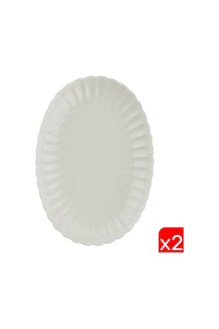 Kütahya Porselen Bone Luz Krem Kayık Tabak 28x19cm 2 Li Bnlzf28ky00 Çok Renkli