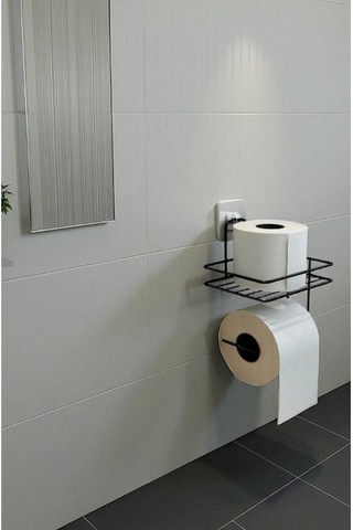 Yapışkanlı Tuvalet Wc, Stickerli Tuvalet Kağıtlığı Siyah Siyah