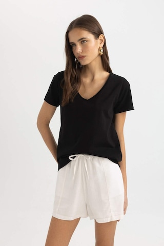 Defacto Regular Fit V Yaka Basic Kısa Kollu Tişört K1507AZ24SMBK81 Siyah