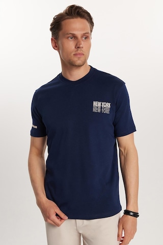 Tudors Erkek Slim Fit Dar Kesim Pamuklu Düz Basic Baskılı Bisiklet Yaka Lacivert Tişört-33805 Lacivert