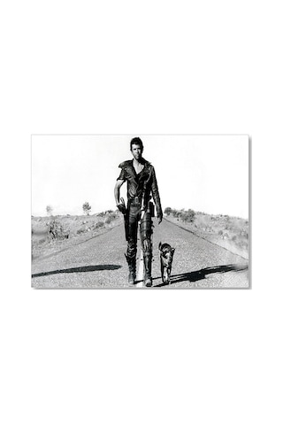Cakasepetim Mad Max Ve Köpeği Siyah Beyaz Ahşap Mdf Tablo