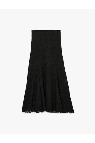 Koton Slim Fit Midi Dantel Etek Siyah 6sak10048pk