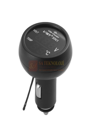 Araç Voltmetre 3in1 Mavi-kırmızı