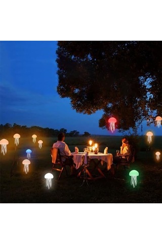 Vkemall Dokunmatik Ve Sesli Kontrollü Led Deniz Ateşi Şekilli Dinamik Renk Değiştiren Şarjlı Gece Lambası Beyaz