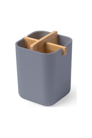 Ximistore9 Gri Bambu Lifli Çöpü Toplayan Organizer - Banyo Fırça Tutucu, Masaüstü Derleyici, Mutfak Ve Ofis İçin Kullanım Kolay Depolama Kutusu Gri