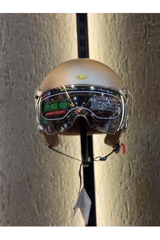 Aegis Retro Açik Kask Enjoy Life Bej Motosiklet Kaskı