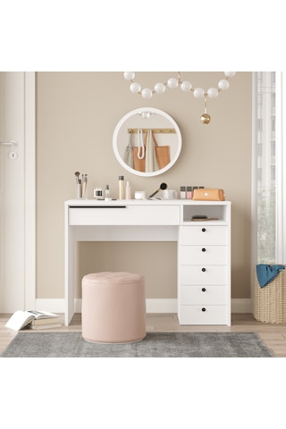 Robin Home Paris Makyaj Masası Aynalı Çekmeceli Şifonyer Beyaz