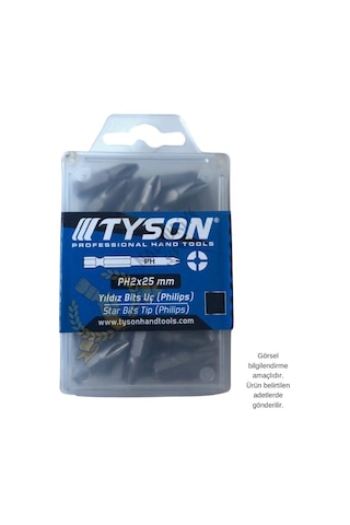 Kupa Tyson Vidalama Ucu Bits Uç - Ph2 Yıldız - 2.5 Cm. - 60 Adet