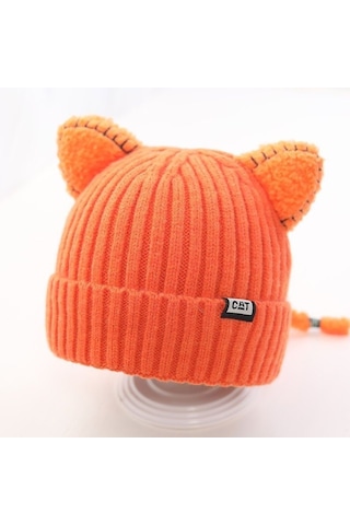 Ikkb Kedi Kulak Şapka Çocuk Sonbahar Ve Kış Batı Tarzı Sıcak Kahve Portakal