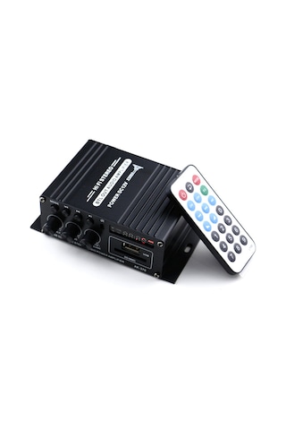 Mufunye Siyah 12v 20wx2 Bluetooth Araç/ev Amfi, Sd/usb Okuyucu, Fm Radyo, Dijital Ekran, 12v 2a-5a Girişi Güç Adaptörü Yok