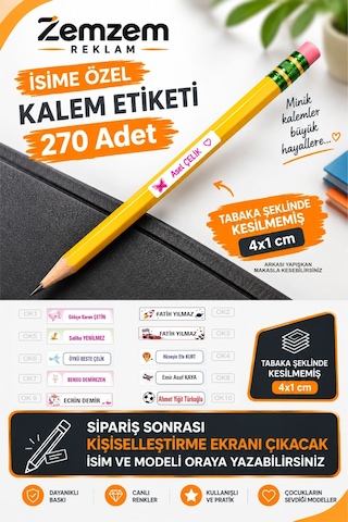 Okul Kalem Etiketi Kesilmiş Kalem Sticker Seti İsme Özel 288 Adet Okul Kalem Etiketi Kesilmiş Kalem Sticker Seti İsme Özel 288 Adet