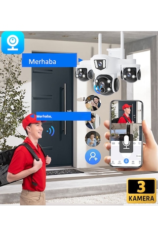 Mpia Mizu V380pro 18mp 6mp+6mp+6mp Üç Kameralı 10x Zoom Gece Görüş Wifi Sesli Türkçe