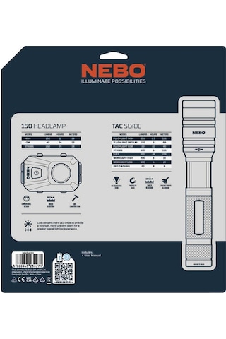 Nebo Tacslyde 300 Lümen Fener + 150 Lümen Kafa Feneri Seti Ne 6746cp3 Siyah