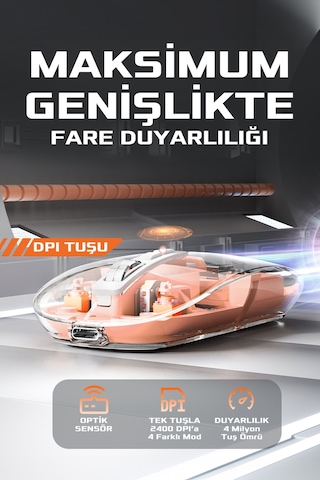 Sessiz Kablosuz Wireless Magic Mouse, Dpi 2400, Şarj Edilebilir, 2.4ghz+bt 5.0, Diğer