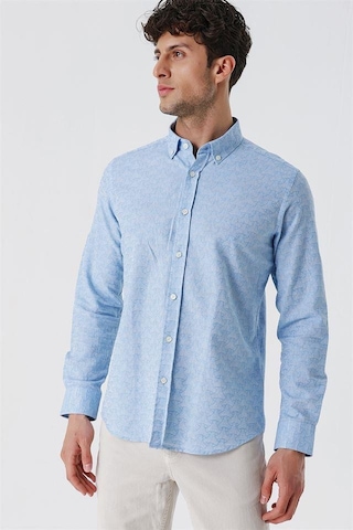 İmza Koyu Mavi Kısalabilir Kollu Desenli Jakarlıcepsiz %100 Pamuk Casual Slim Fit Gömlek 1004230181-koyu Mavi Koyu Mavi
