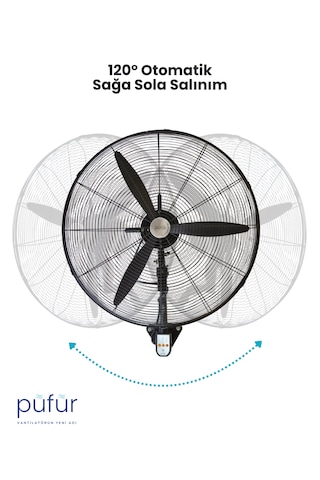Püfür Kumandalı, Sanayi Duvar Tipi Endüstriyel Vantilatör 75 Cm