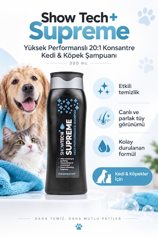 Showtech Supreme Yüksek Performanslı Köpek Ve Kedi Şampuanı 300 Ml - 20:1 Konsantre
