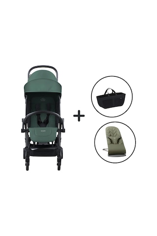 Babybjörn Bliss Ana Kucağı Petal Woven Anthracite & Bumprider Connect³ Black-olive Bebek Arabası - Yan Düzenleyici Çanta