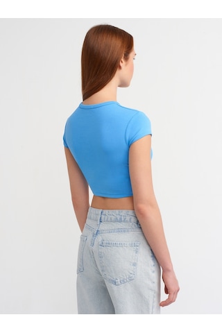 Dilvin Vücuda Oturan Crop Top-mavi Mavi