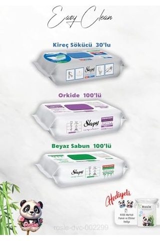 Ve Beyaz Sabun Katkılı 100 Lü Kireç Sökücü 30 Lu Temizlik Havlusu Ve Rosie Hediye Çok Renkli