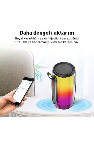Rgb Işıklı Kablosuz Bluetooth Hoparlör 10w Güç, Hafıza Kartı Ve Aux Girişli, Taşınabilir Parti Hoparlörü