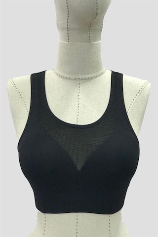 Emay 4027 Seamless Tül Pedli Toparlayıcı Sütyen Korse Siyah