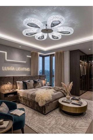 Lumia Lighting Damla Model 5"li Gümüş Kumandalı 3 Renk Modu Ledli Modern Plafonyer Salon Mutfak Çocuk Yatak Odası Led Avize