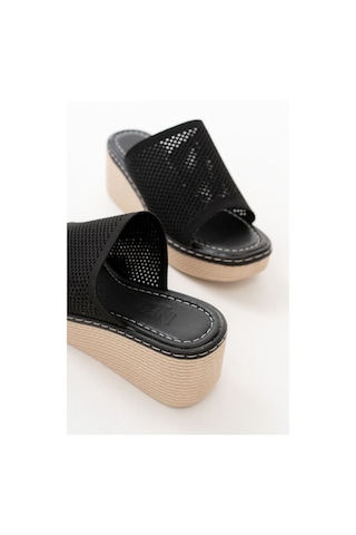 232-460 Siyah Triko Günlük Ortopedik Dolgu Topuk Kadın Terlik Siyah