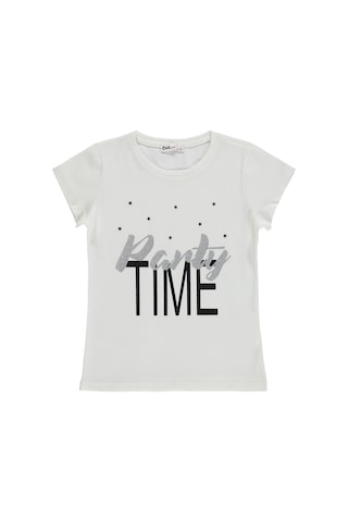 Civil Girls Party Time Baskılı 6-9 Yaş Tişört - Kırık Beyaz