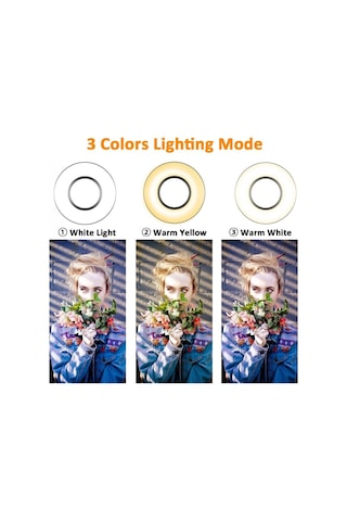 360 Dönerli Esnek Kademeli Telefon Tutucu Masa Lambası Led Işıklı Ring Ligh