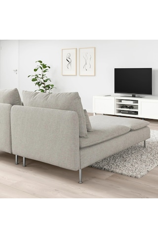 Ikea Bej Şık Kanepe - Uzanma Koltuklu 2'li Kanepe