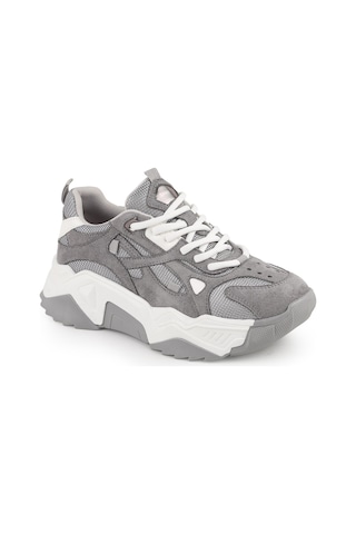 Libero L083.65137 Gri Hakiki Deri Kadın Sneaker Yüksek Tabanlı Rahat Spor Ayakkabı Gri