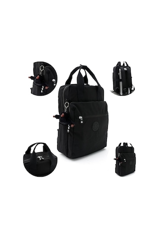 Sanmorris Unisex Suya Dayanıklı Krinkıl Kumaş Çok Gözlü Büyük Boy Renkli Laptop Okul Ve Sırt Çantası Siyah 3014 Siyah