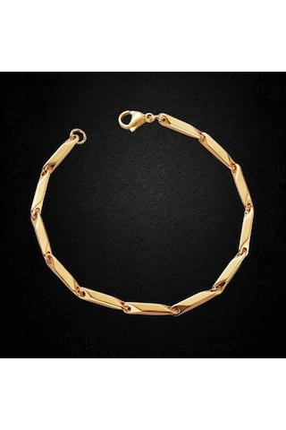 Çelik Bileklik Titanyum Melon Düz Model 3 Mm 22 Cm Altın Sarısı Gold Altın