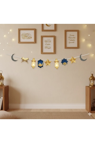 Dodomar 140 Cm Ramazan Dekoratif Süs Mavi Gold - Ramazan Asma Ve Duvar Dekoru Diğer
