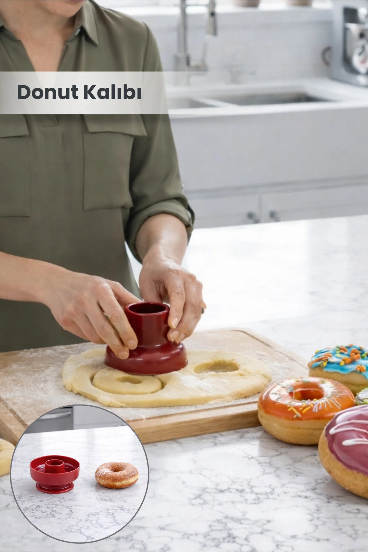 Donut Kek Kalıbı - Hamur Kesici Ve Şekillendirici Çok Renkli