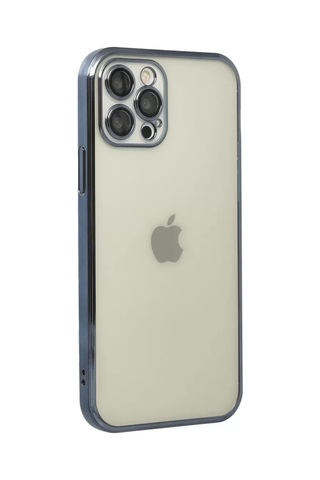 Apple iPhone Uyumlu 12 Pro Kılıf Lensli Silikon - Lacivert Çok Renkli
