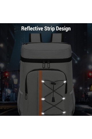 Mufunye Sıcak Soğuk İçin Çift Katlı Yalıtkan Piknik Sırt Çantası, Alüminyum Folyo, Büyük Bölmeler, Bira Açıcı, 32x46x19cm Siyah Siyah