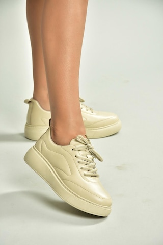 Fox Shoes U555250603 Bej Hakiki Deri Spor Ayakkabı Sneakers Bej-hakiki Deri