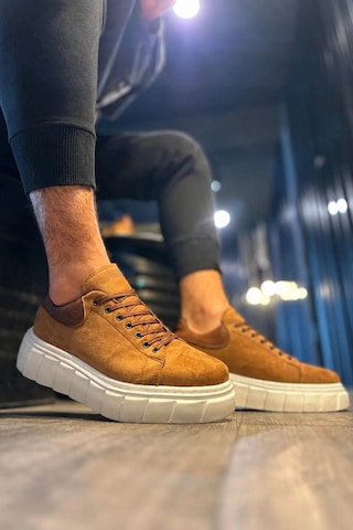 Mevese Ares Bağcıklı Süet Erkek Günlük Sneaker Yüksek Taban Ayakkabı - Taba