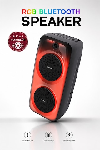 Taşınabilir 40w Led Işıklı Bluetooth Hoparlör Seti