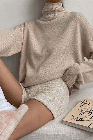 Madmext Mad Girls Bej Balıkçı Yaka Kazak Mg1252 - Bej