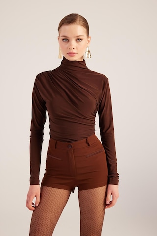 Holly Lolly Yüksek Bel Fermuarlı Mini Bailey Şort Kahve