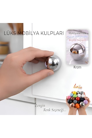 Sert Plastik Düğme Yuvarlak Top Krom Dolap Mobilya Mutfak Dolabı Çekmece Kulbu Kulpu Kulplar