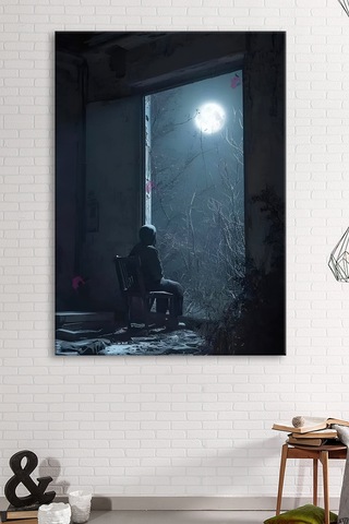Şiirsel Yalnızlık Gece Ayışığı Sanatsal Kanvas Tablo 7 Farklı Ölçü